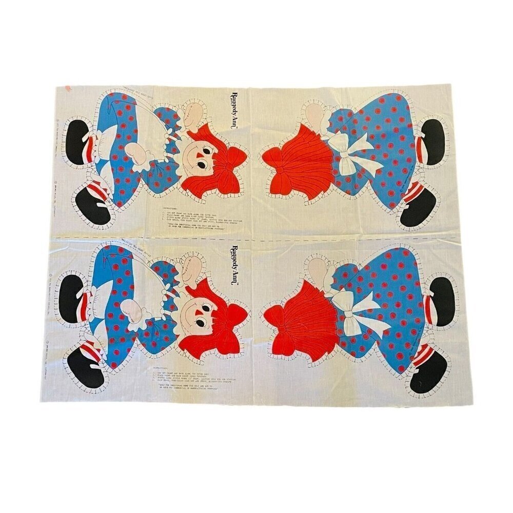 Vintage 1978 Raggedy Ann Cut & Sew Pillow Doll Pattern Form Set of 2